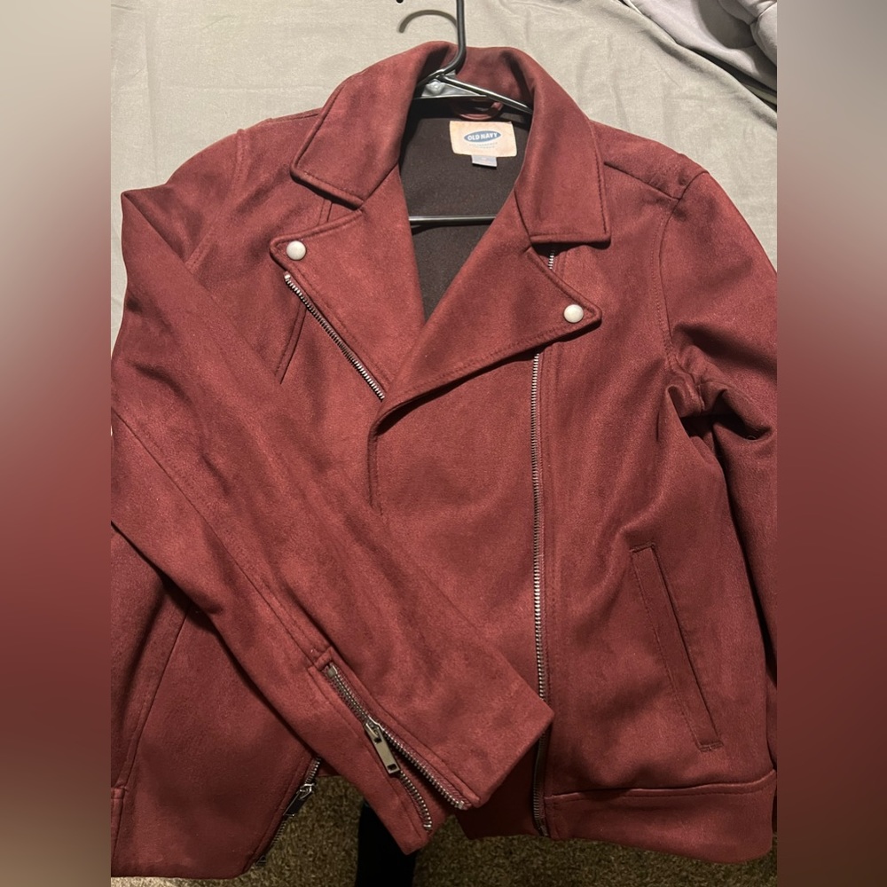 Old Navy faux suede burgundy jacket— size M